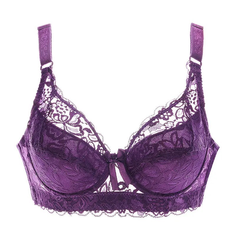 Lace Bra Women Full Cup Adjustable Thin Plus Size Soft Large B C D Cups