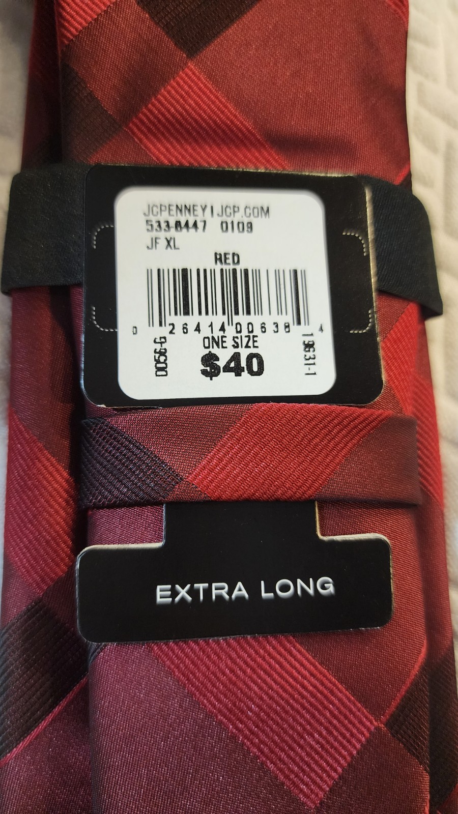 NWT J.Ferrar Men’s Red Tie Extra Long 62.5 Inches x 3.25 Inches Wide