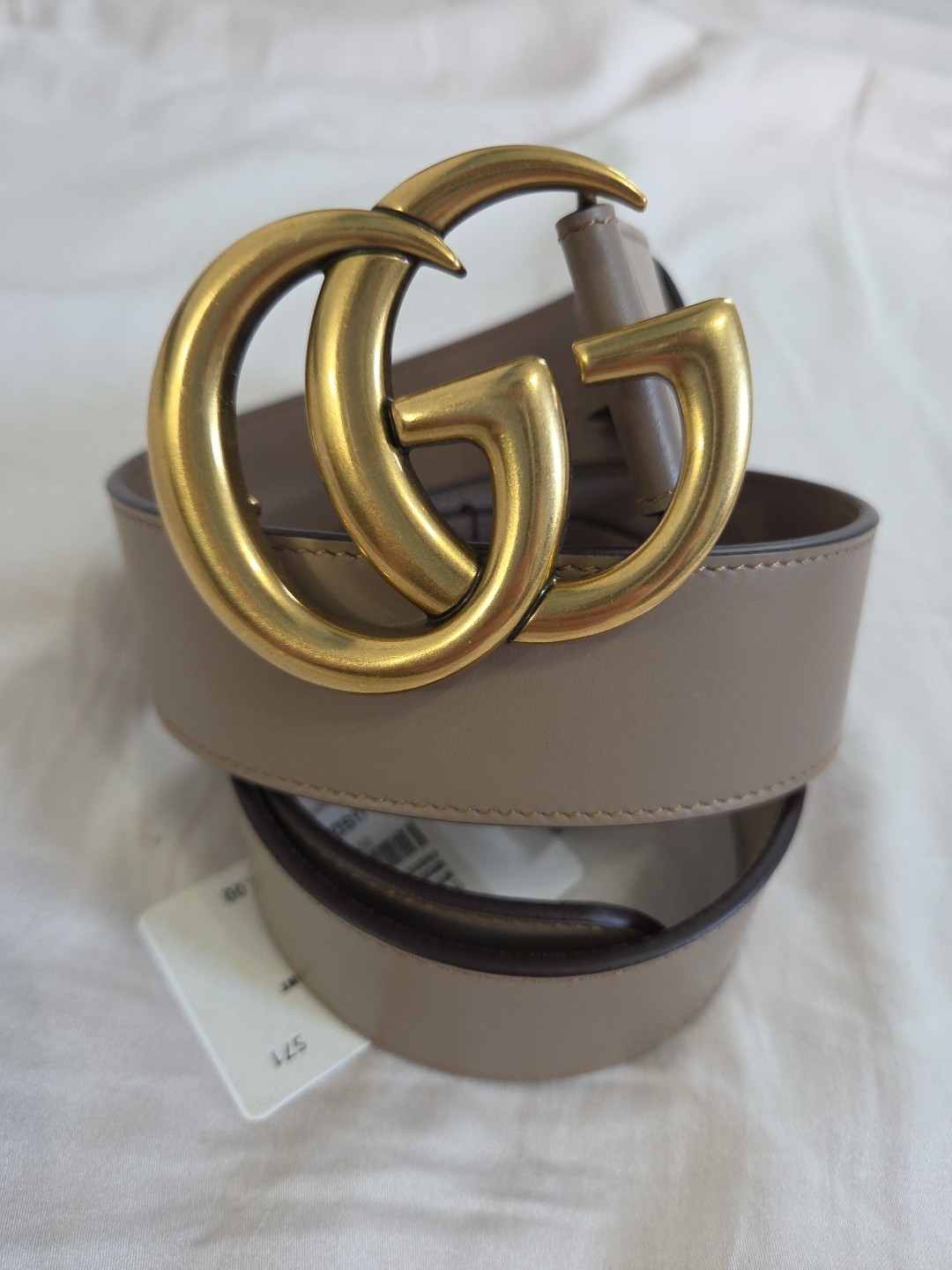 Authentic Gucci Pink Taupe Leather Belt, Women Size 30-32 IT 90CM