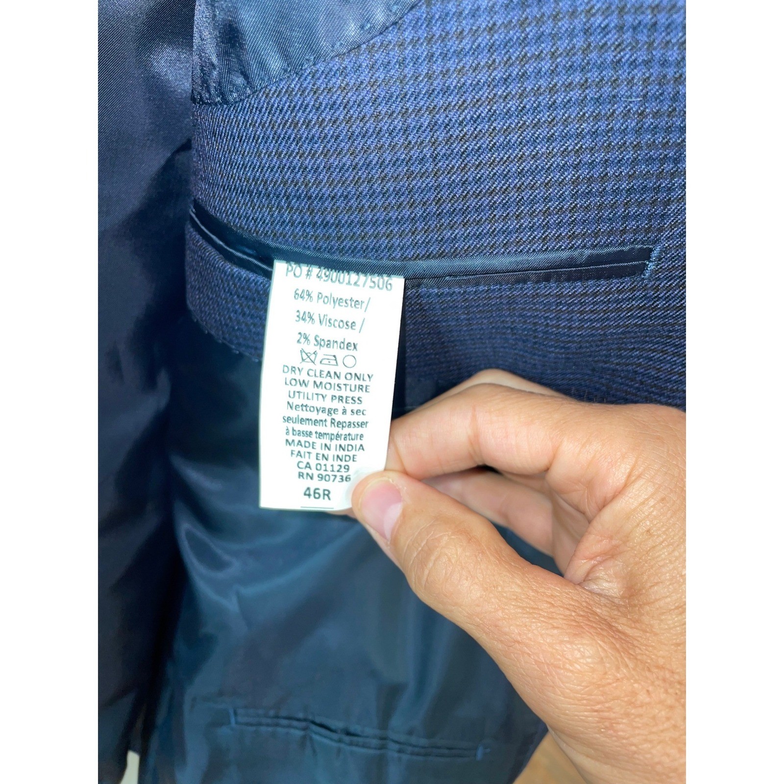 Lauren Ralph Lauren New w/tags 46R Navy Houndstooth Ultraflex Classic Fit Blazer
