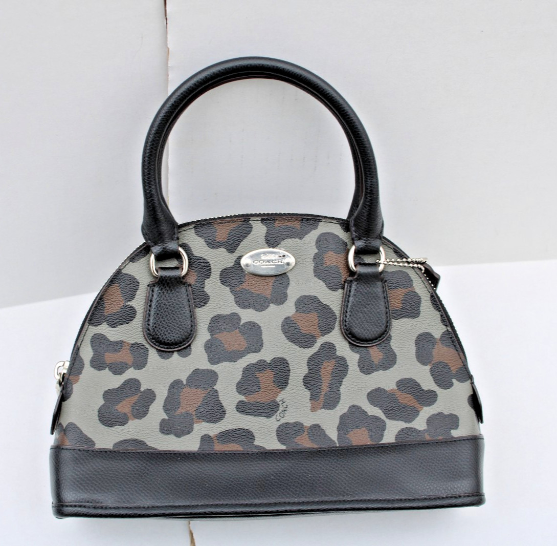 Coach Leopard Print Crossbody Mini Tote Handbag 10″ x 7″ x 3″ New W/Strap