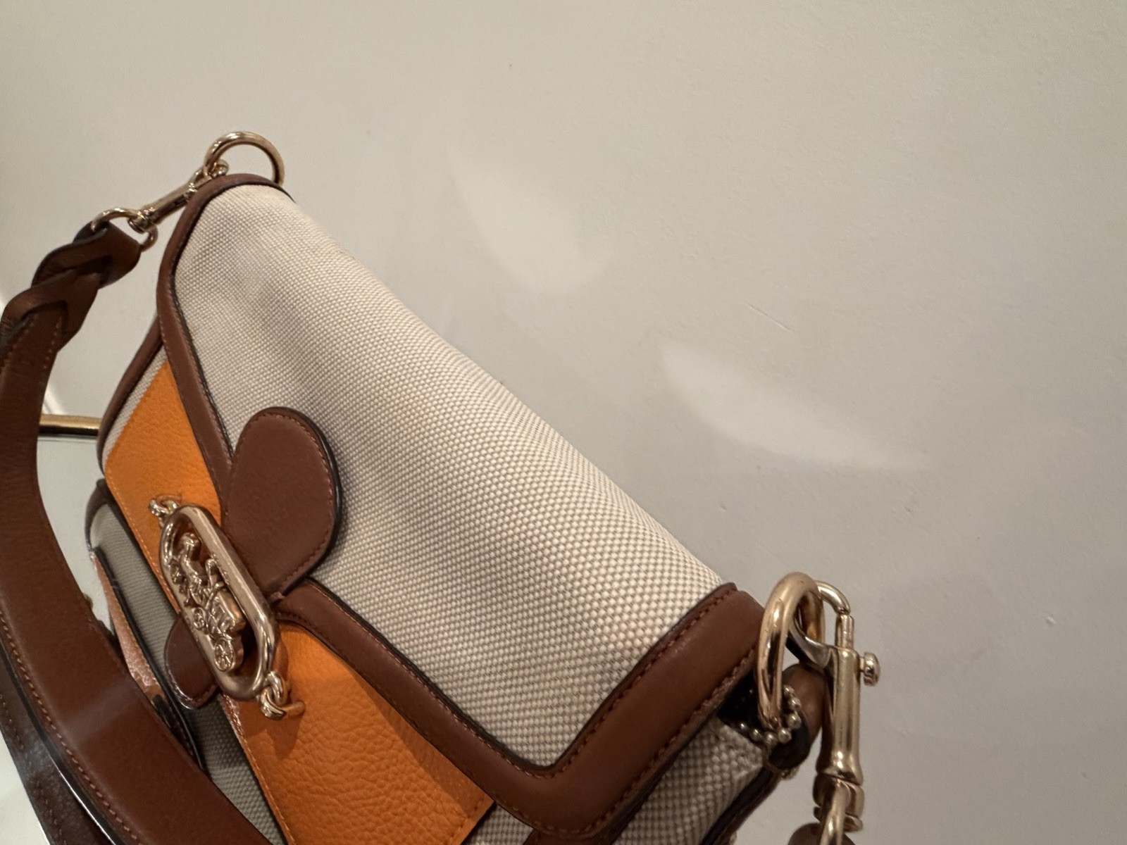 Coach Colorblock Horse Carriage Small Crossbody Turn Lock/Zip Gold Hardware