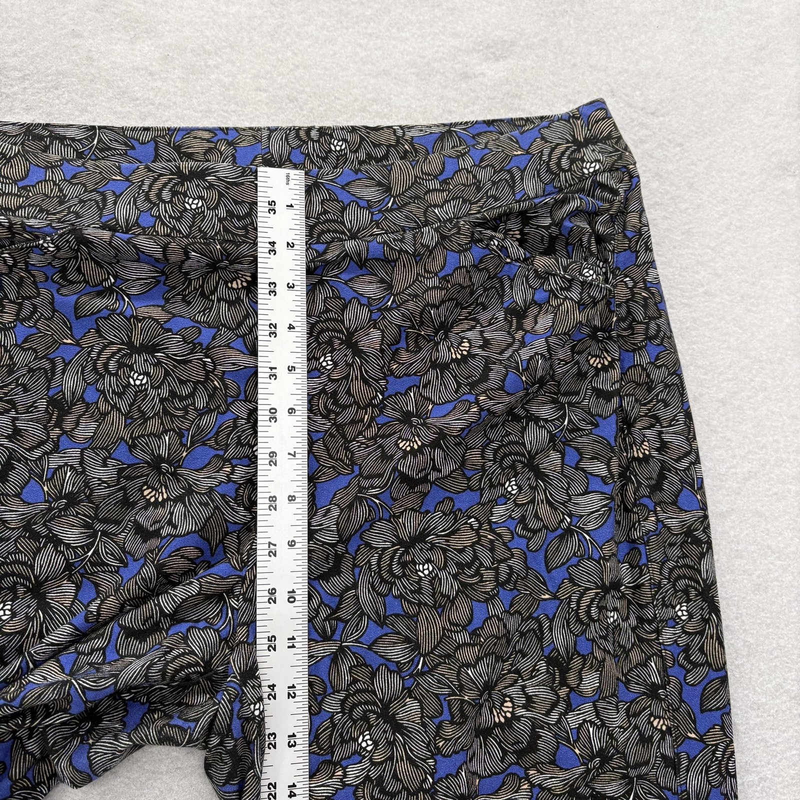 Chico’s Travelers Slinky Knit Pants Womens 2.5P Blue Floral Stretch Pull On
