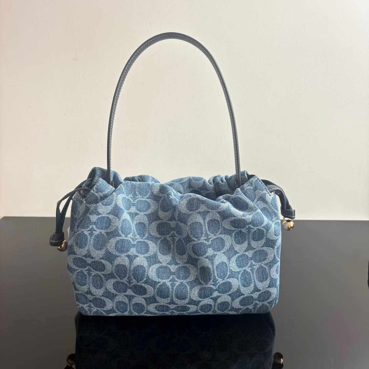COACH Faye Drawstring Bag In Signature Denim Blue CDB94 F/S JP [DDP]