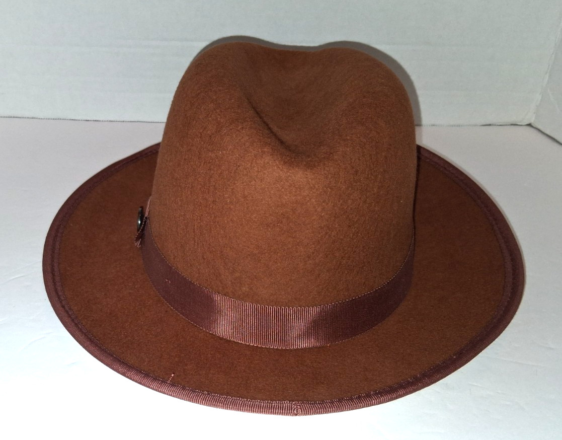 Bruno Capelo Fedora Hat Medium Cognac and Bone Wool Pre-owned NWT