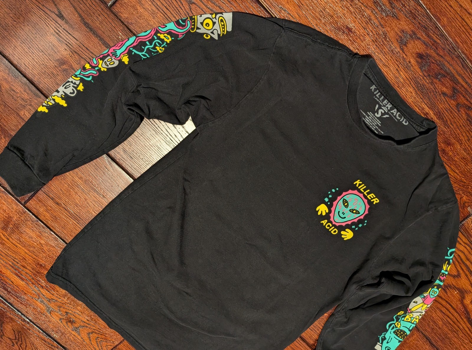 Killer Acid ‘No Bad Trips’ Long Sleeve T-Shirt Black w/ Psychedelic Alien Mens S