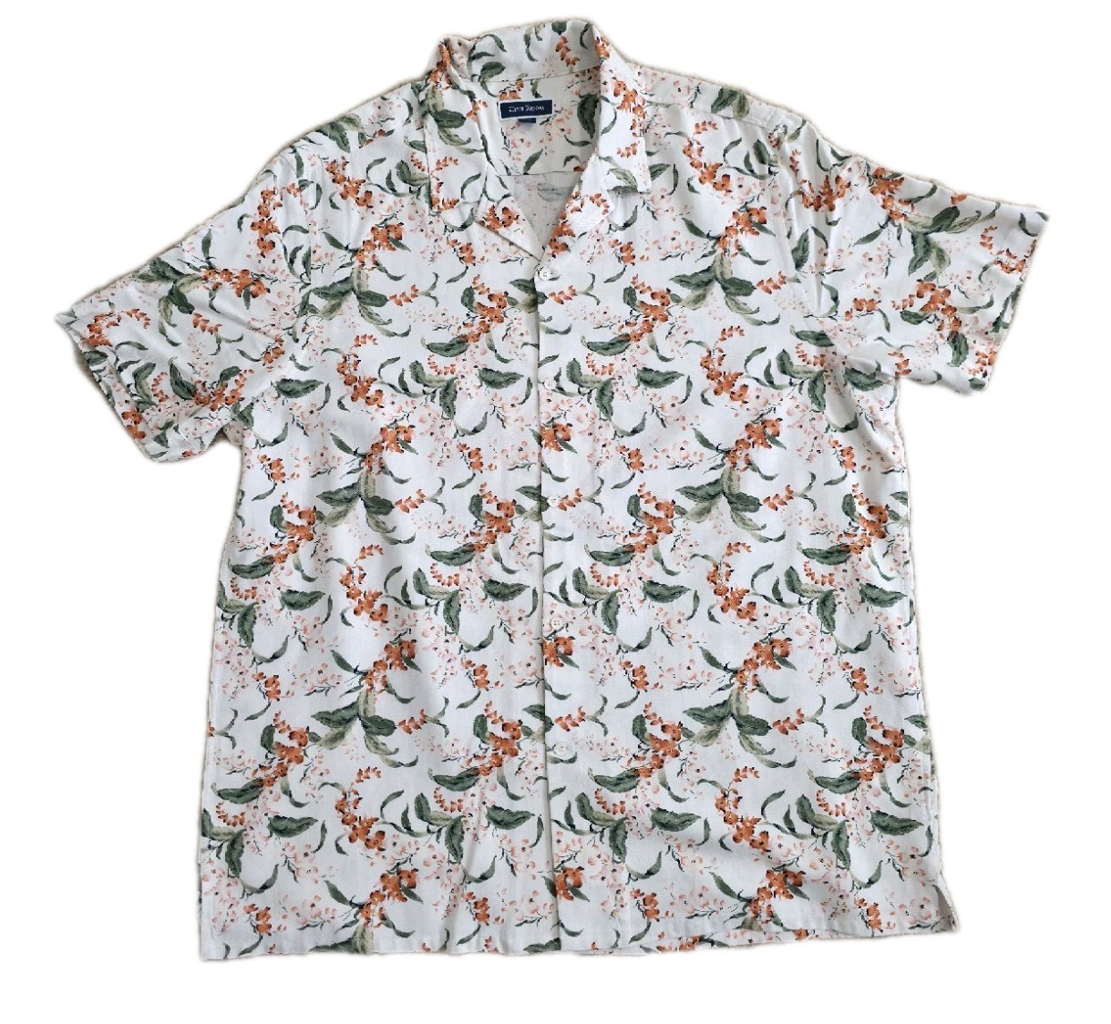CLUB ROOM Mens Silk Rayon Ivory Multicolor Floral Print Shirt Sslv Sz XL