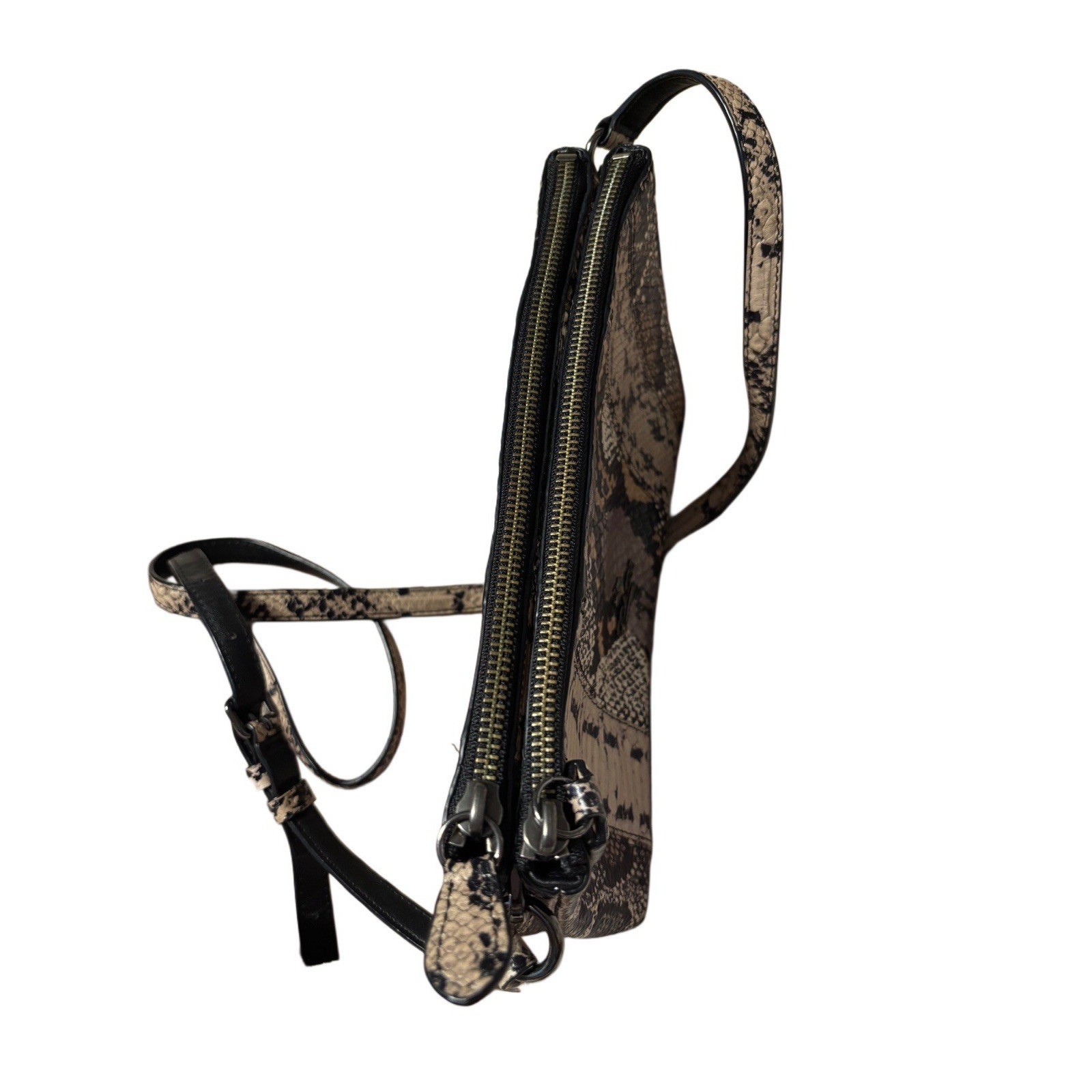 Coach Exotic Embossed Leather Crosby Crossbody Shoulder Bag 37172, Double Zipper