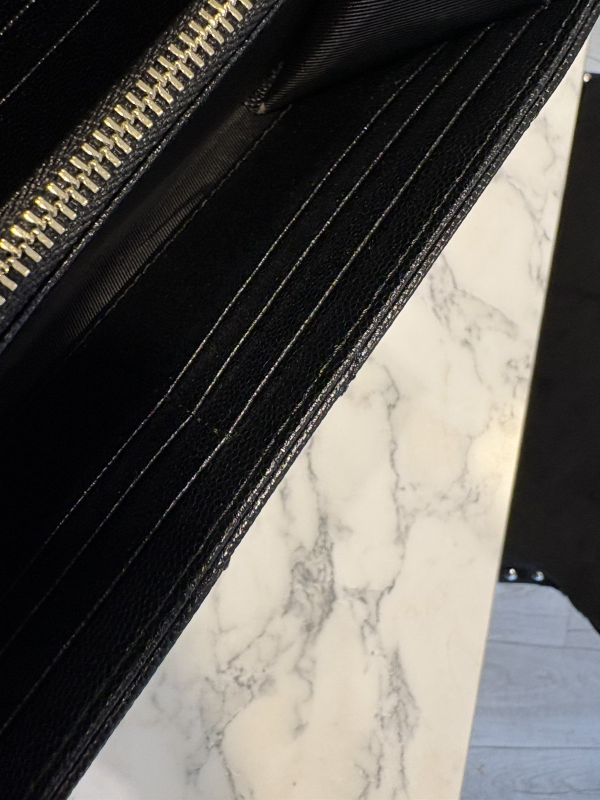 YSL Saint Laurent Cassandra Long Wallet Leather Black