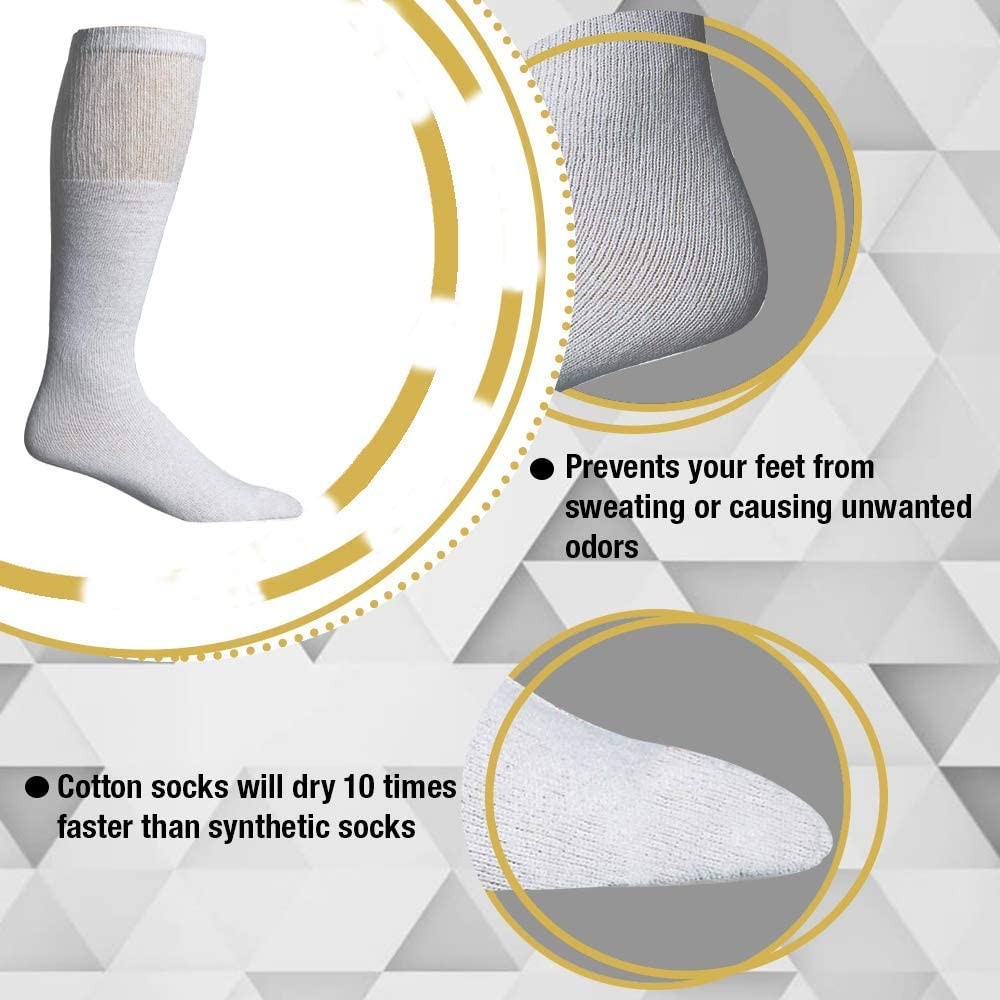 36 Pairs Of Yacht & Smith Men’s Long Cotton Sport Tube Socks, Size 10-13