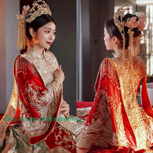 Chinese Traditional Wedding Dresses Hanfu Clothing Embroidery Xiuhe Dress