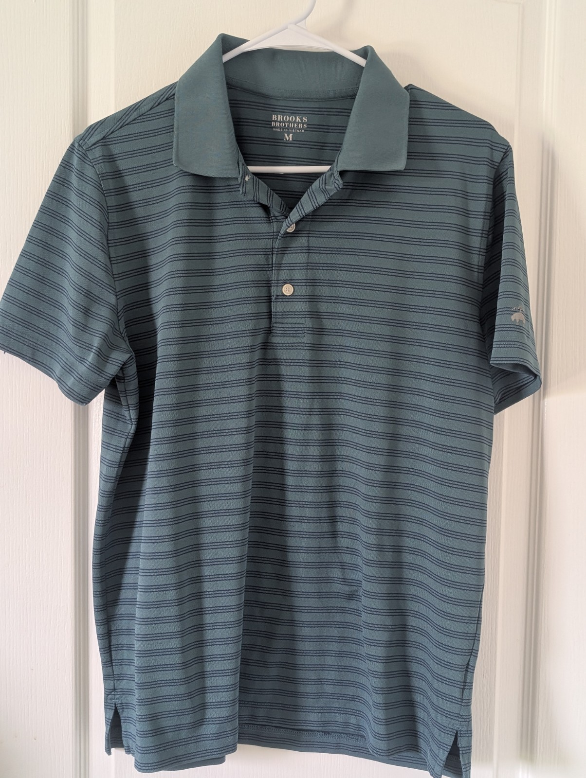 BROOKS BROTHERS Green Striped Polo Shirt Men’s Medium