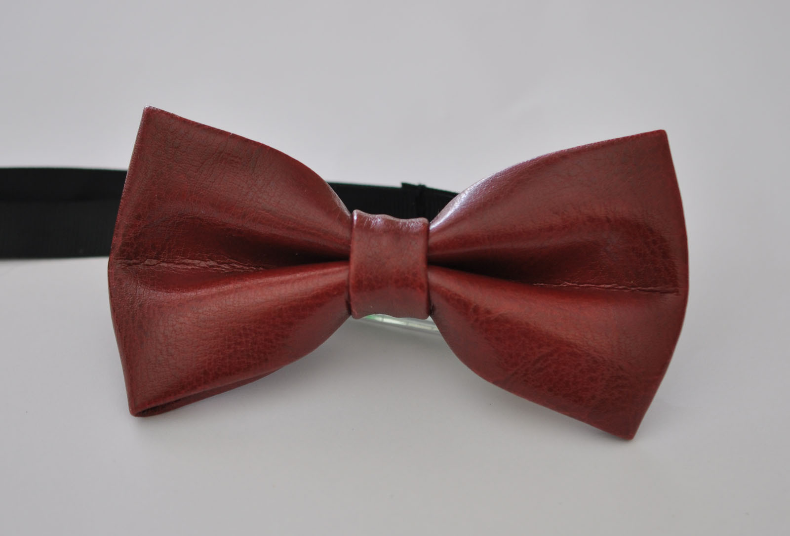 New Mens PVC Faux Leather Dark Red Shining Bow Tie Bowties Wedding Party
