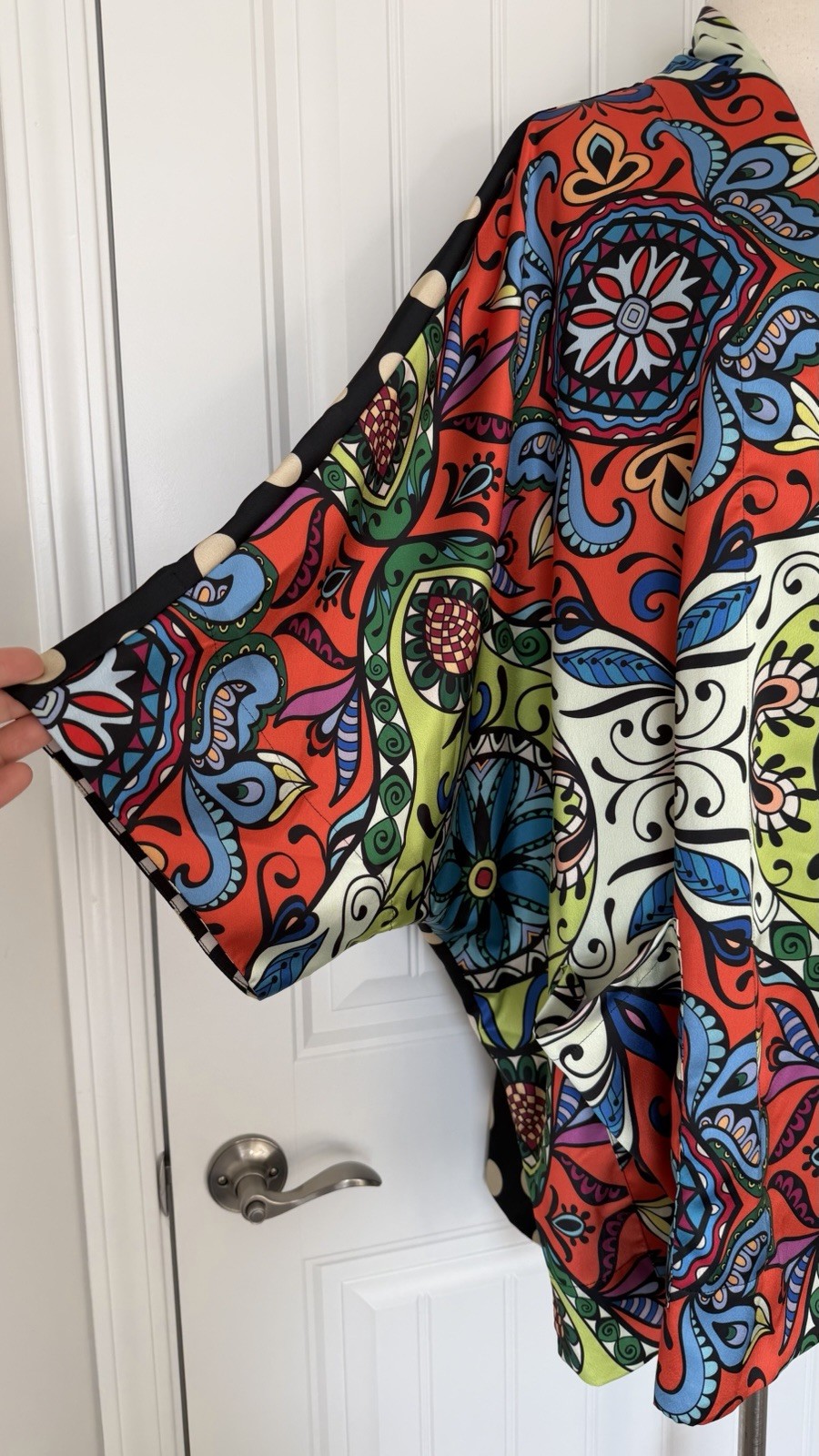 ALEMBIKA OPEN FRONT POLKA DOT MULTI COLOR OPEN FRONT KIMONO TOP JACKET SIZE 2X