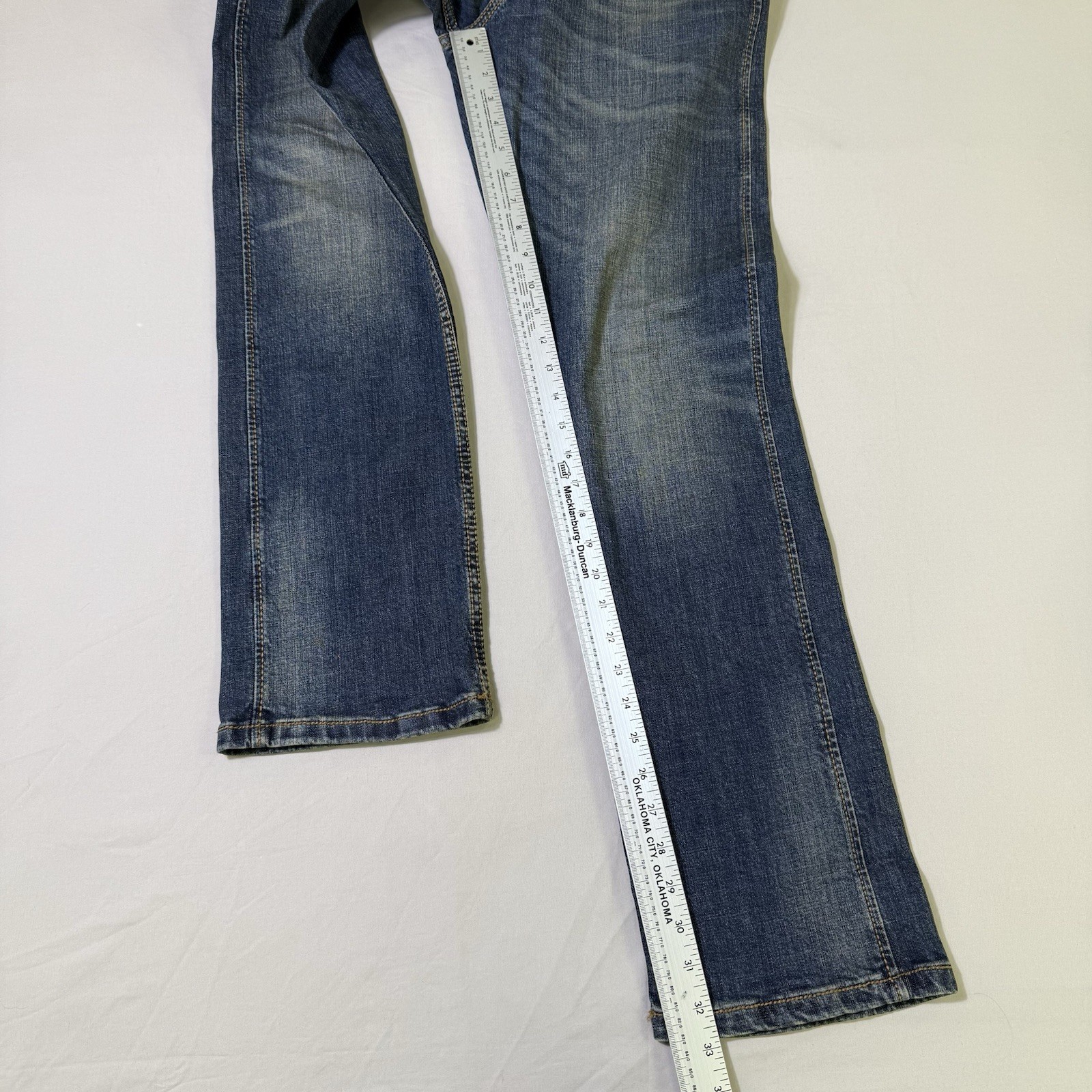 Wrangler Retro Jeans Mens 30×32 Blue Slim Straight Western Denim Pants Cowboy