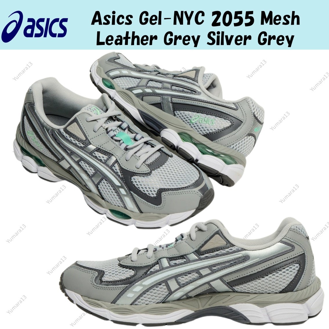 Asics Gel-NYC 2055 Mesh Leather Grey Silver Grey Men’s Size