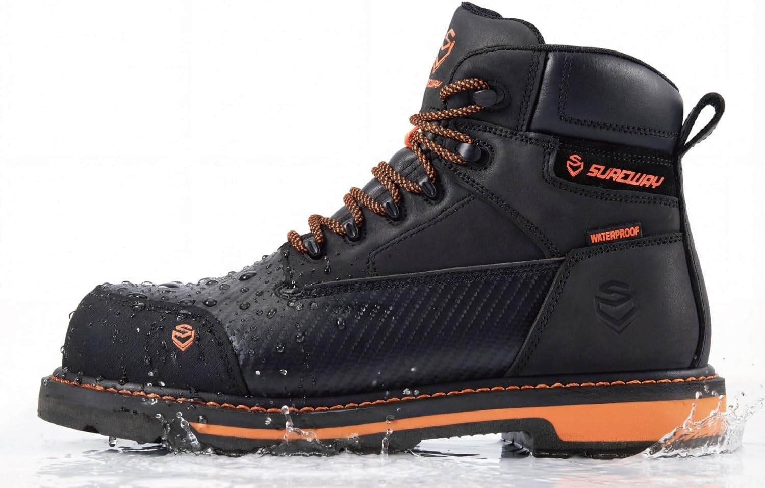 SUREWAY Men’s 6″ Waterproof Soft/Composite Toe Work Boots – Crazy Horse Leath…