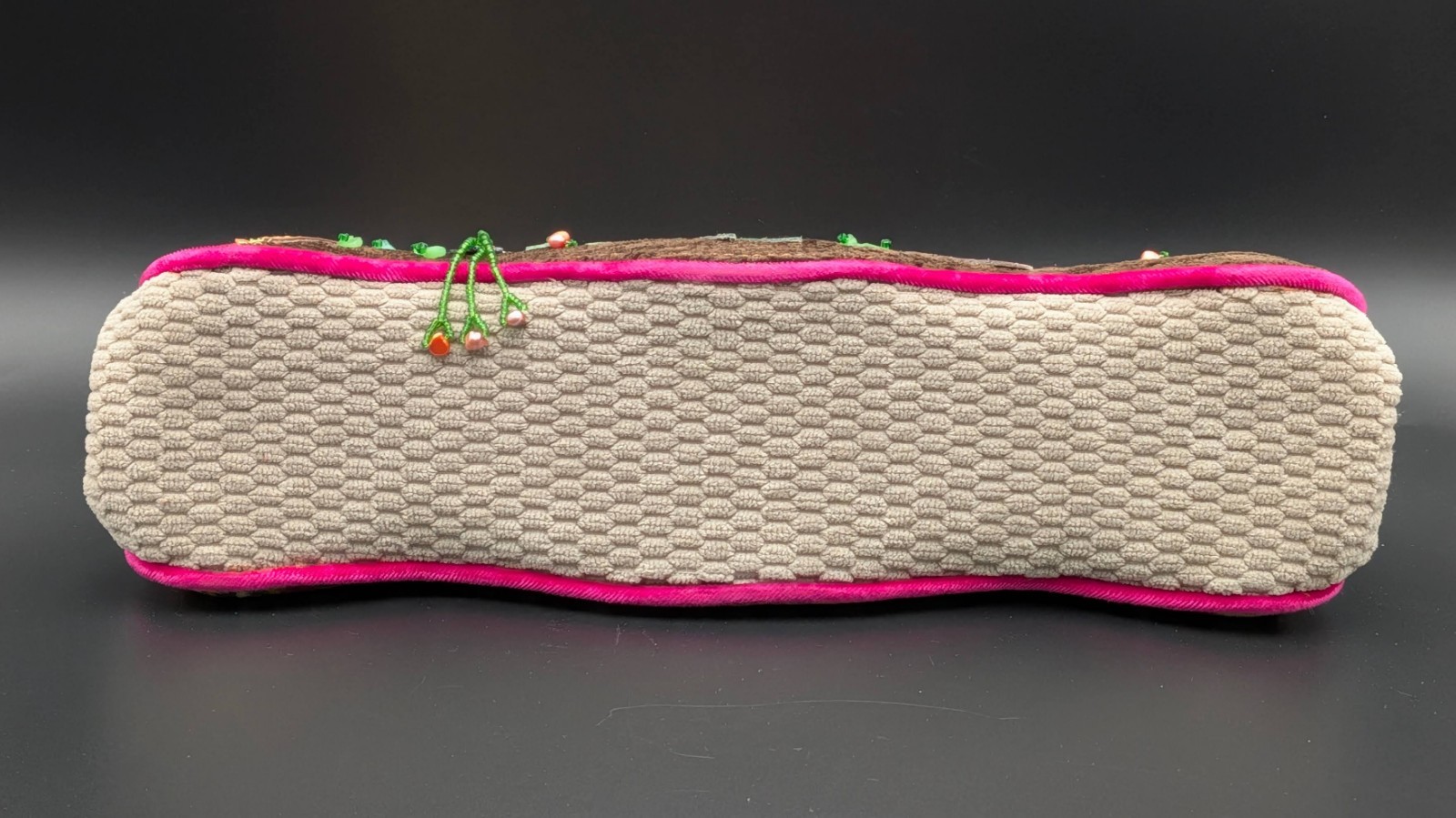 Mary Frances Embellished Frame Clutch Bag Beaded Floral Appliqué Textile Purse