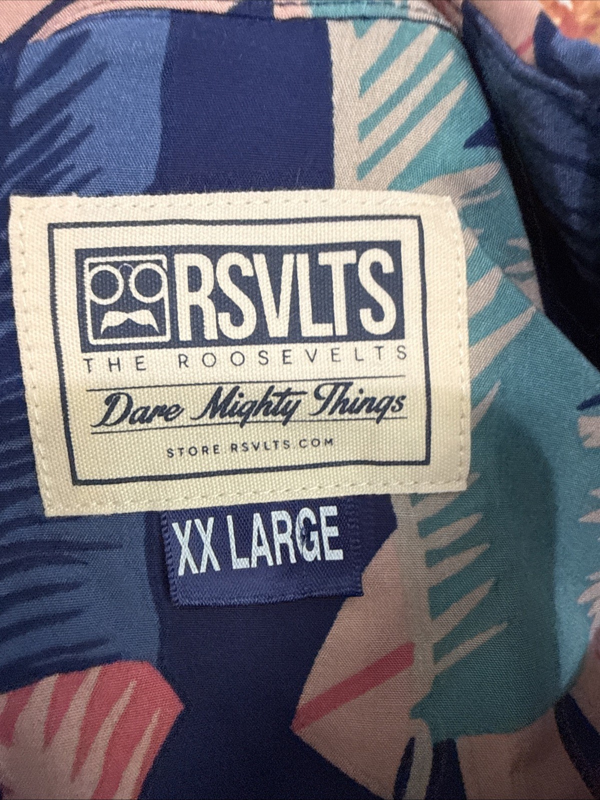 RSVLTS Paste l Palms 100% Bamboo Shirt Men Size XXL Blue Floral Button Up Pocket