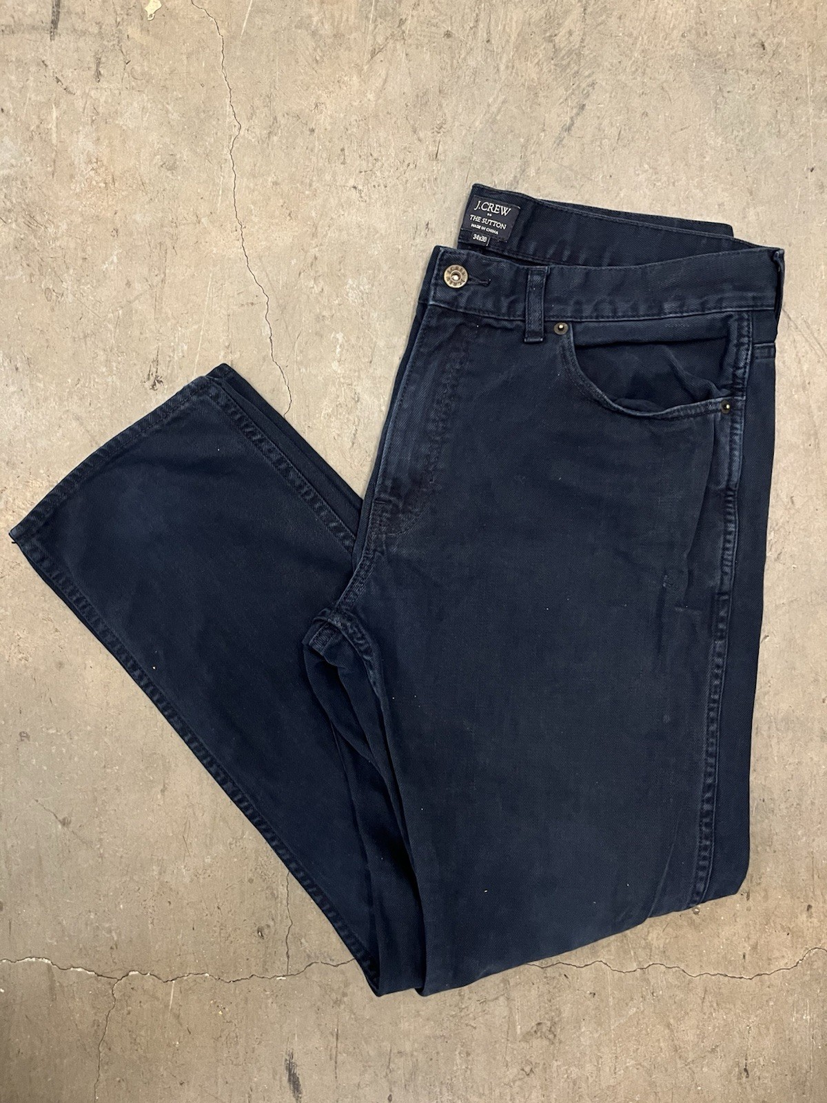 J Crew The Sutton Pants Men 34×30 Blue Herringbone Smart Casual Office City