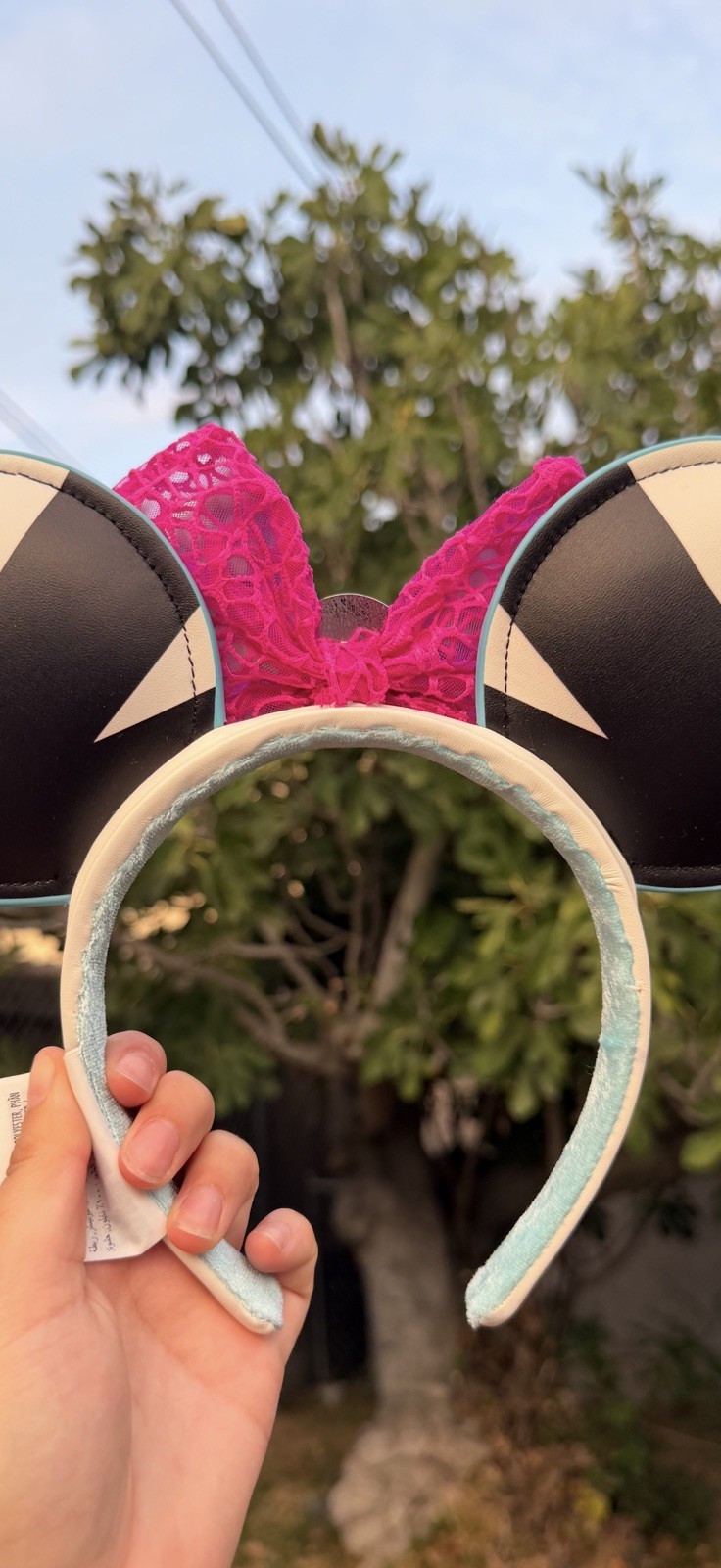 Spider-Man Mouse Ears Headband Padded Black Pink Bow Women’s Fabric Plastic