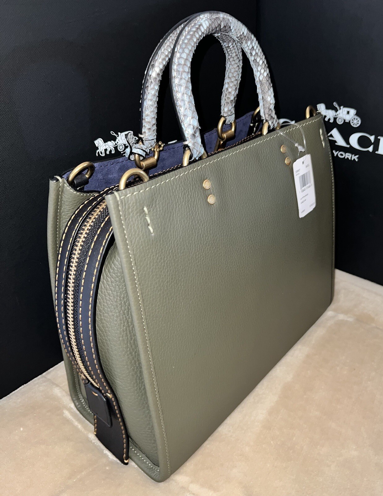 Coach 1941 MTO Rogue Bag In Colorblock With Snakeskin Detail, Style 59997, NWT!