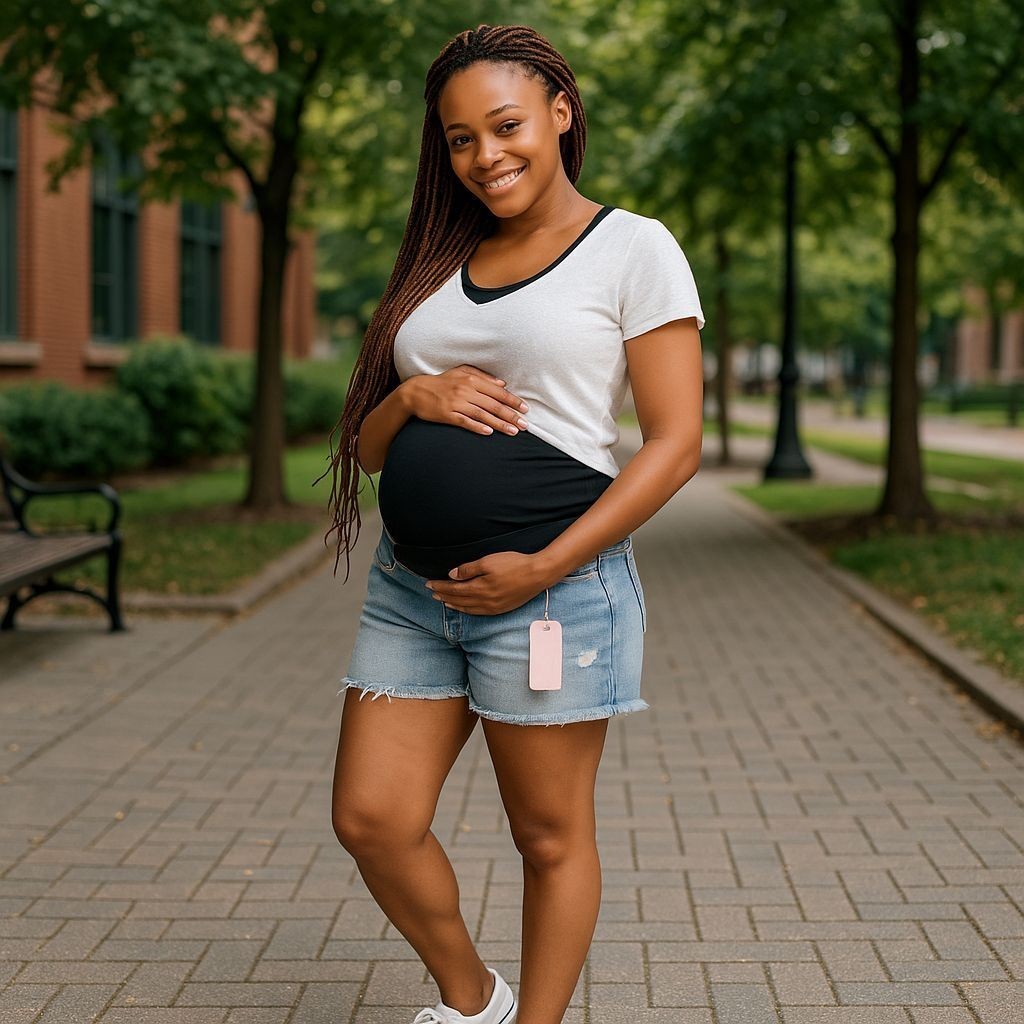 Isabel Maternity Light Destressed Denim Shorts w/ cross over panel Varies Sizes