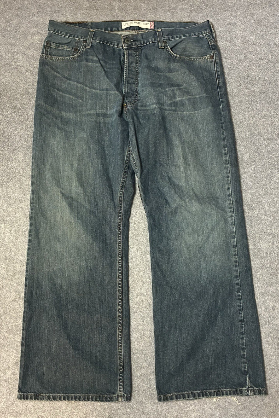 Vintage Y2K Levis 567 Loose Boot Cut Jeans 36×29 Baggy Wide Leg Faded Whiskers