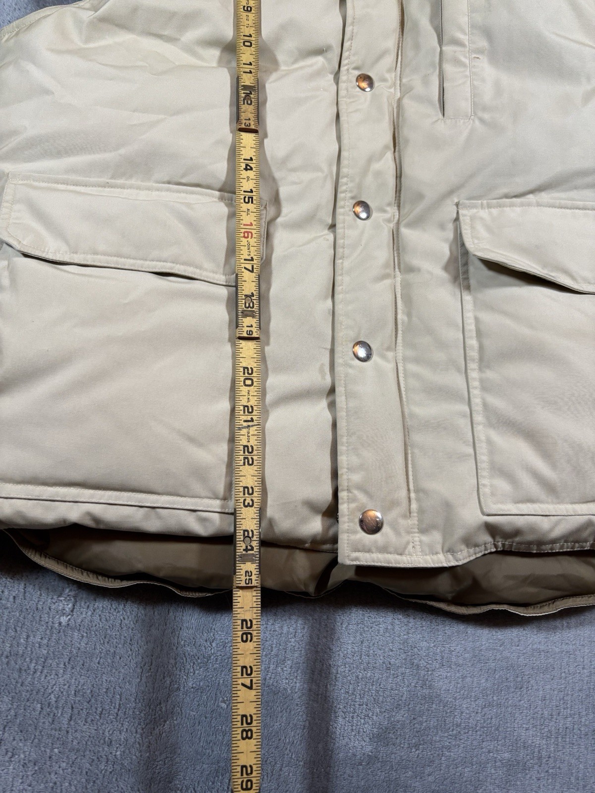 VINTAGE Orvis Vest Men Medium Beige Goose Down Puffer Coat Insulated Hiking 80s