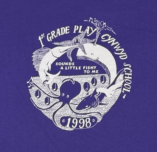 Vintage 1998 Cynwyd School 1st Grade Play T-Shirt Purple Hanes Heavyweight XL