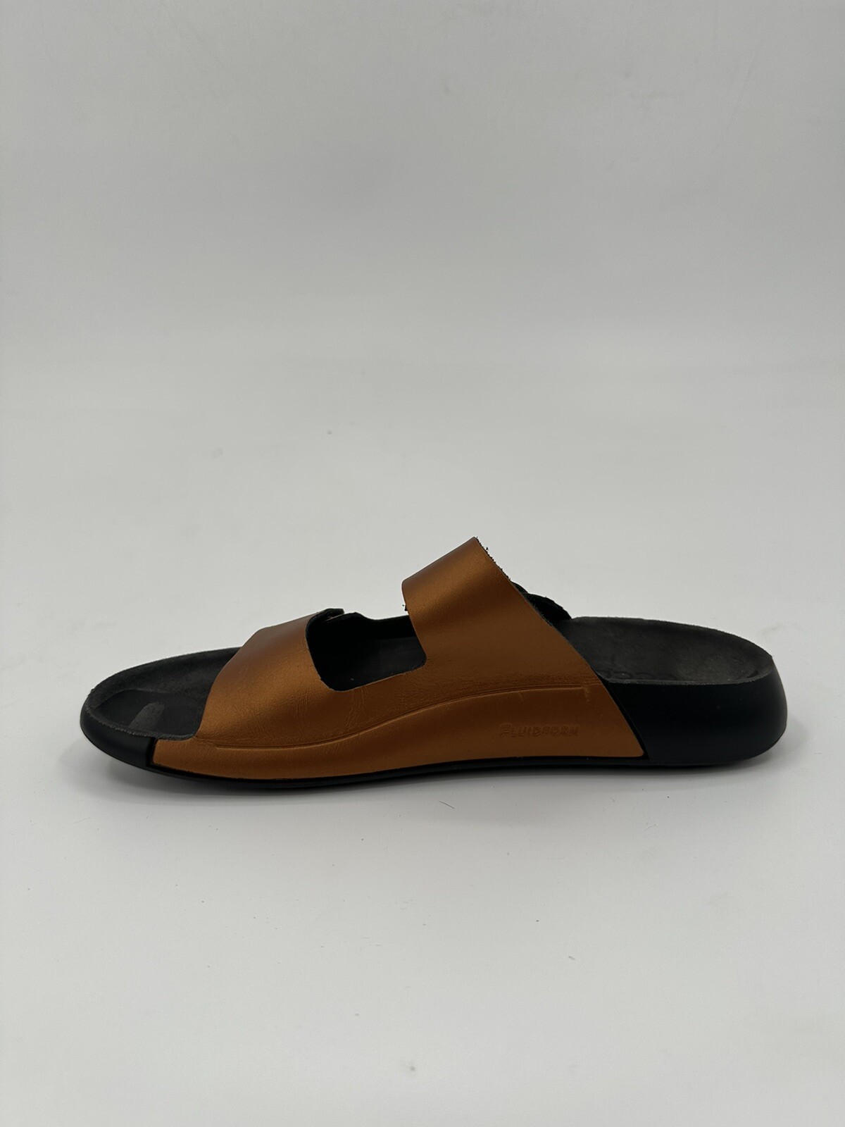 ECCO 2nd Cozmo Women’s Sz 10-10.5 Two Strap Fluidform Leather Sandals Bronze