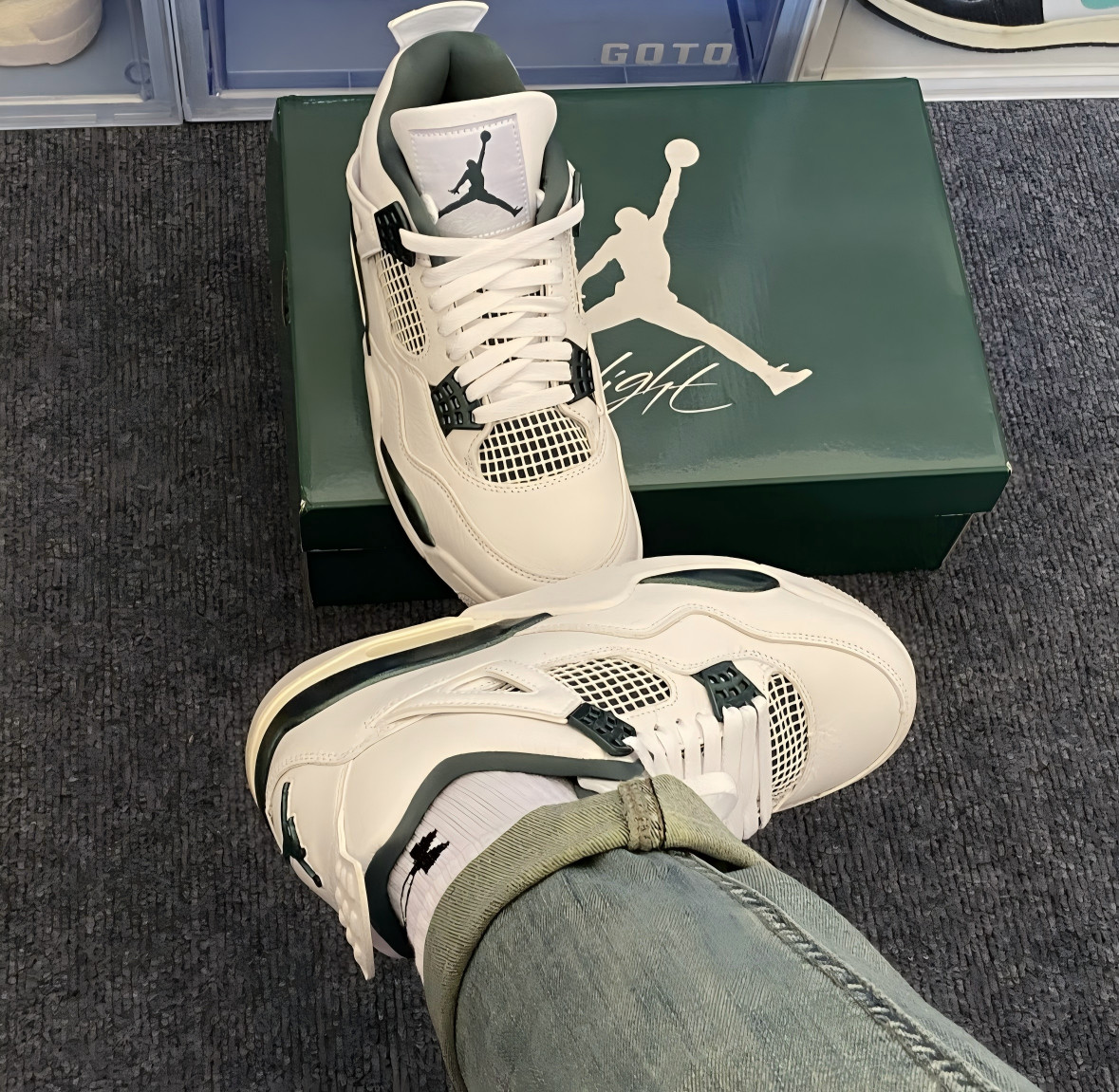 Men’s Jordan 4 “Oxidized Green” Mid Top Retro Basketball Shoes US Size 7-12