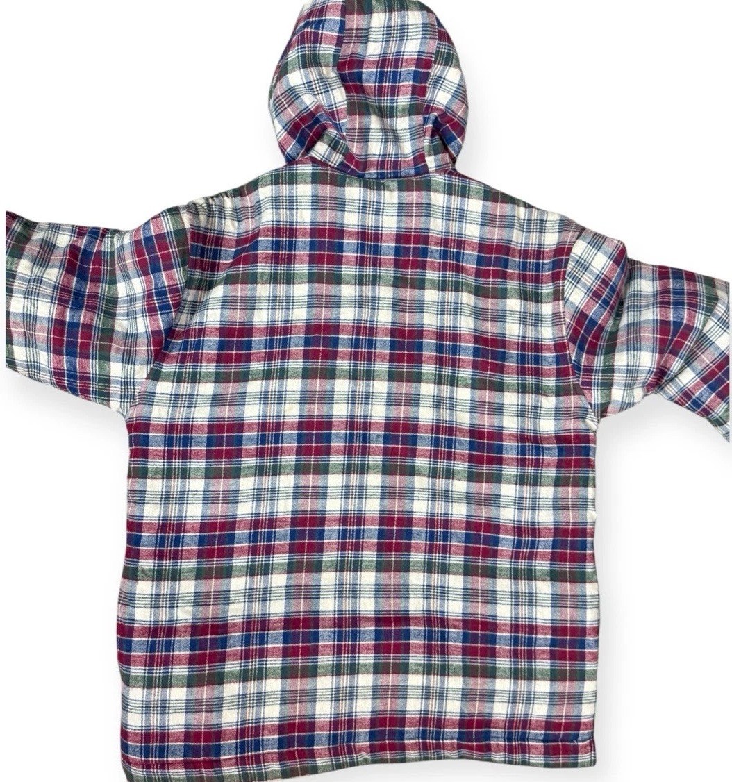 Vtg Williams Bay Sherpa Lined Hooded Flannel Jacket Men’s L Plaid Barn Chore