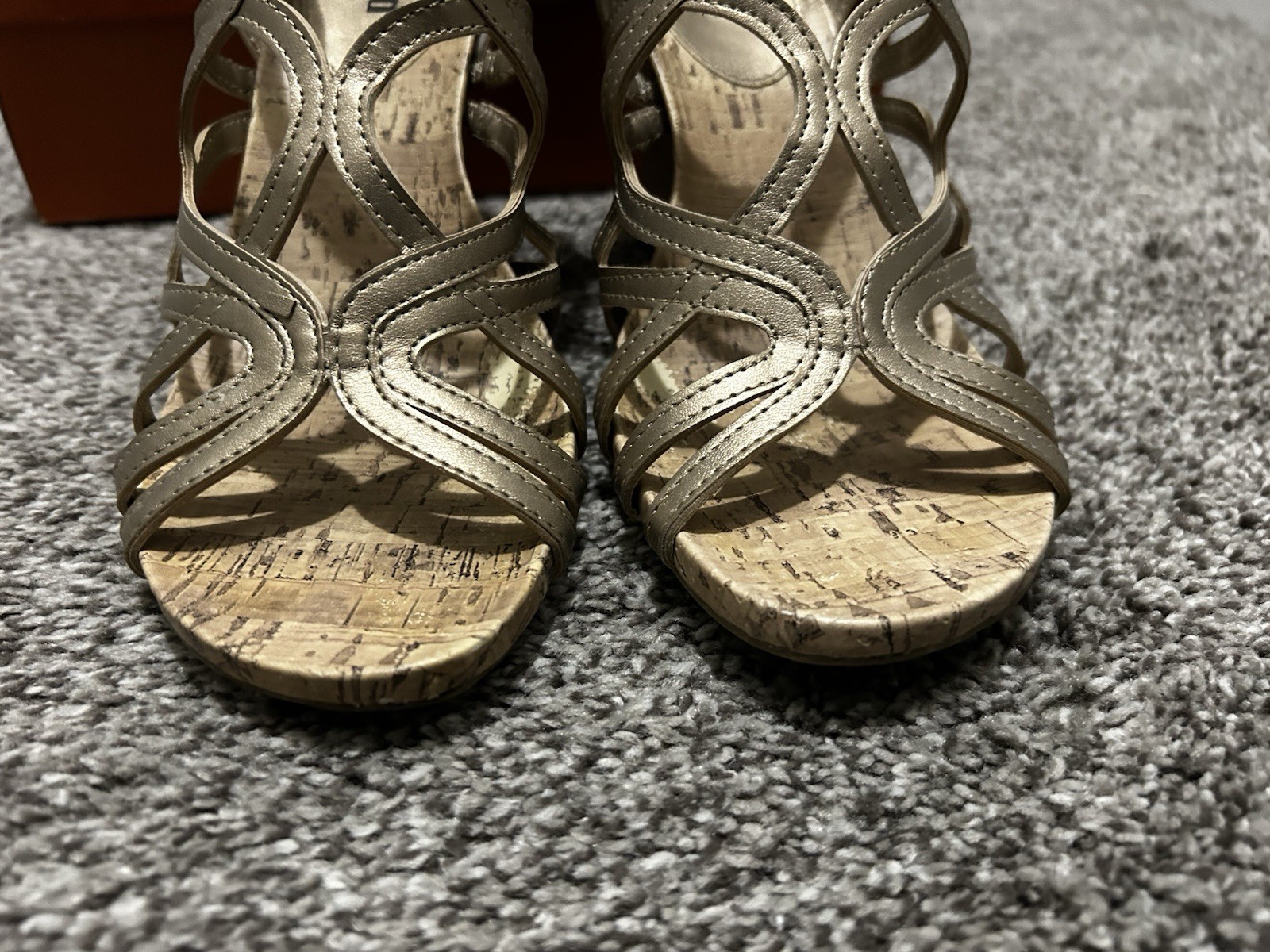 Unlisted Take The Bet Wedge Sandals Women’s 9M Champagne Cork Heel Strappy