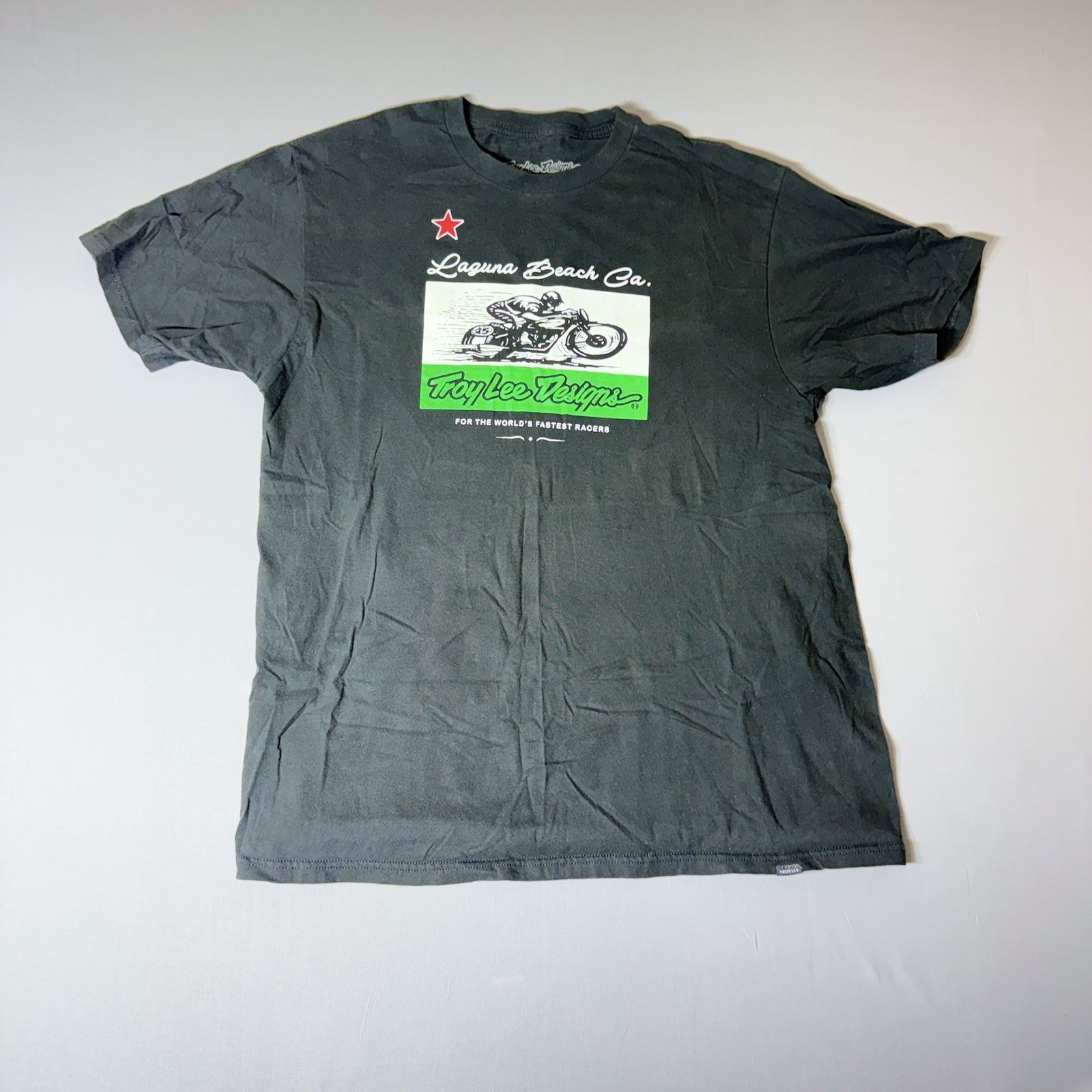 Troy Lee Designs Laguna Beach CA Motorcycle Graphic Black Crew Neck T-Shirt L