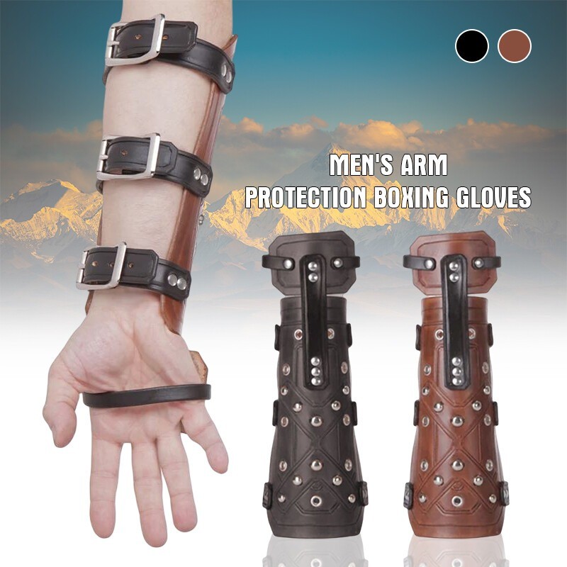 Medieval PU Leather Armor Wristband Rivet Gloves Gothic Cosplay Accessories