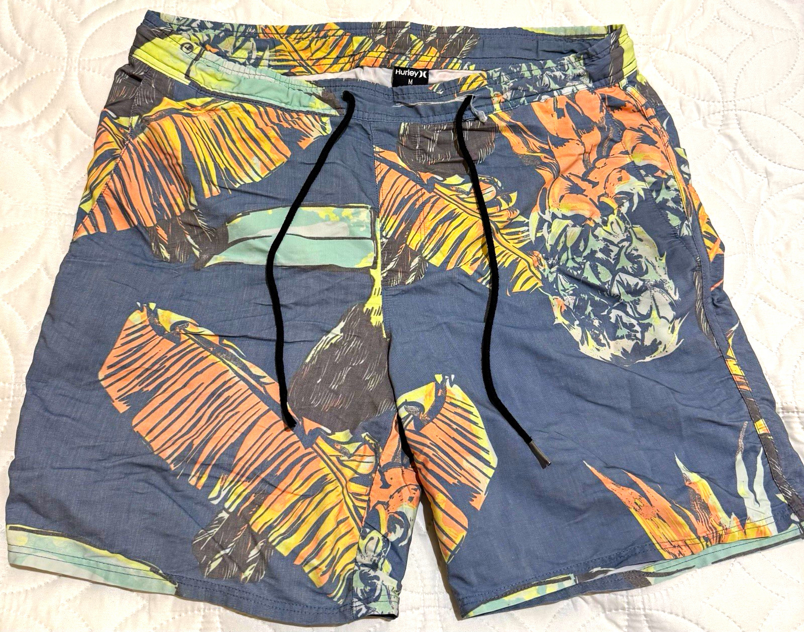 Hurley Men’s Swim Shorts M Tropical Floral Gray Orange