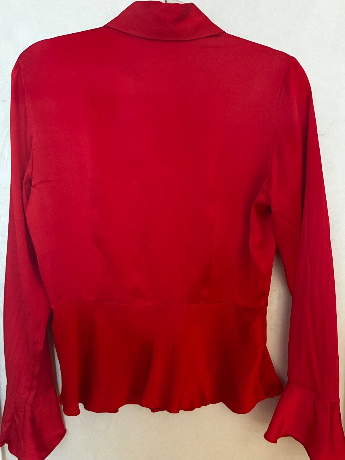 100 silk top shirt red blouse women S