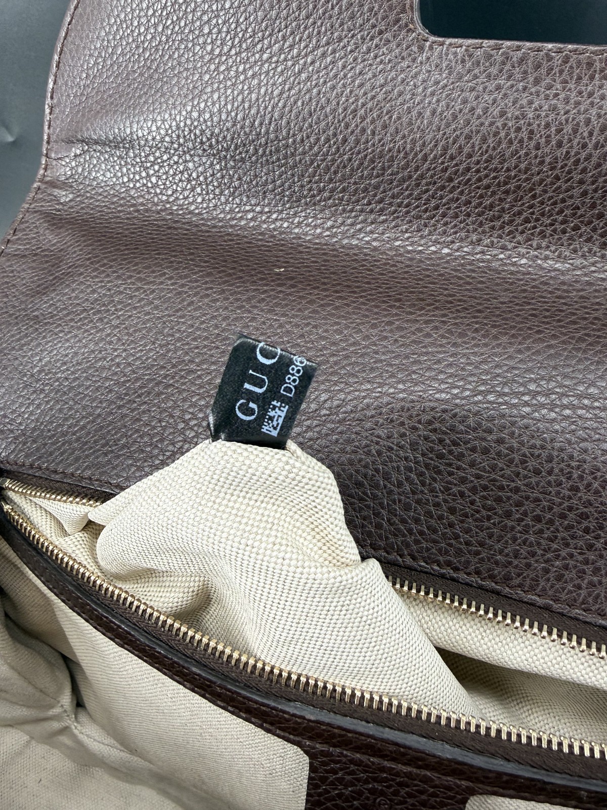 Gucci Beige/Ebony GG Canvas and Leather Large New Bamboo Top Handle Bag