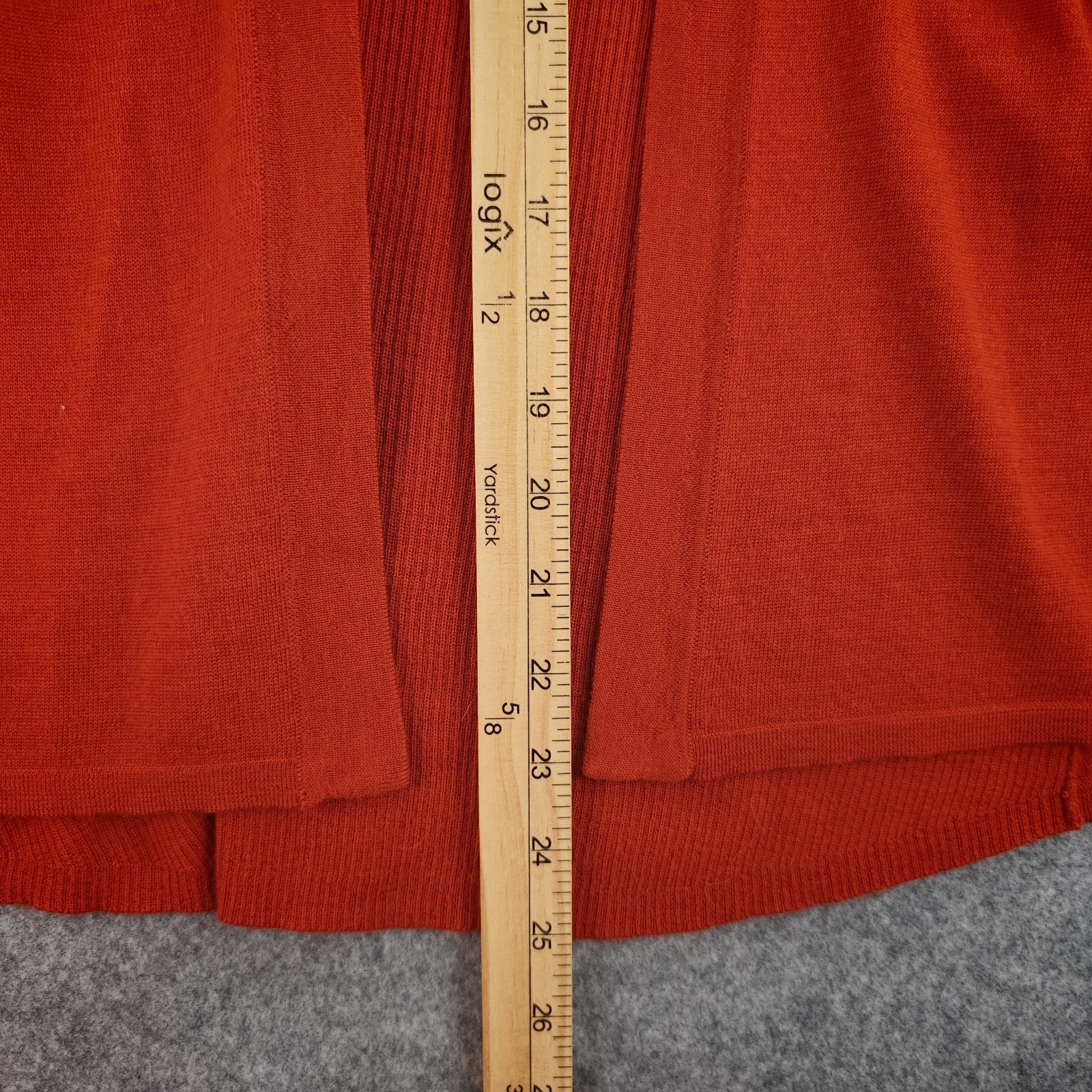 Eileen Fisher Cardigan Petite Ps/Pp Open Front Red 100% Merino Wool Italian Yarn