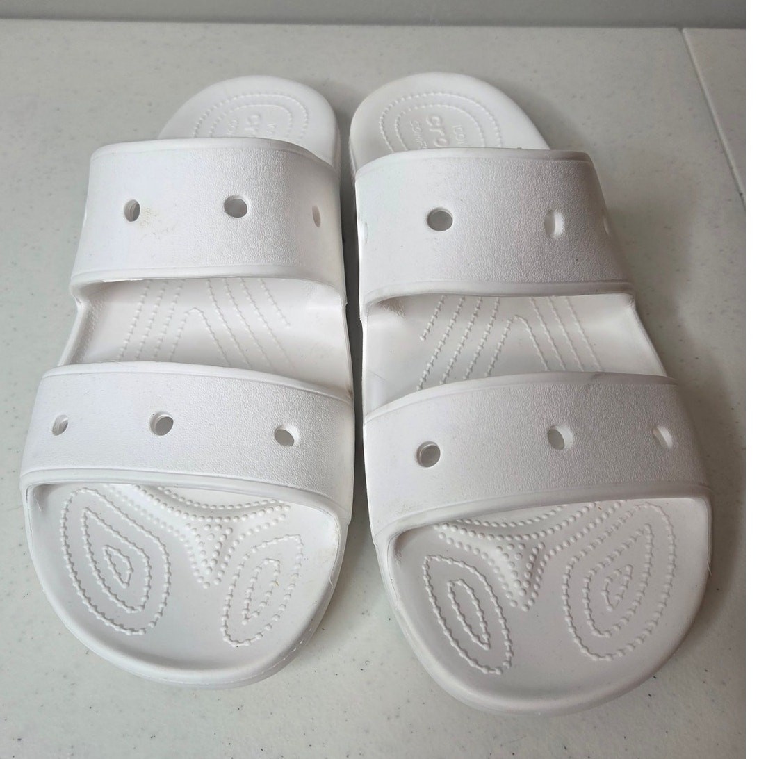 Crocs Baya Slide Sandal Men’s 13 White Iconic Comfort Slip On Double Strap