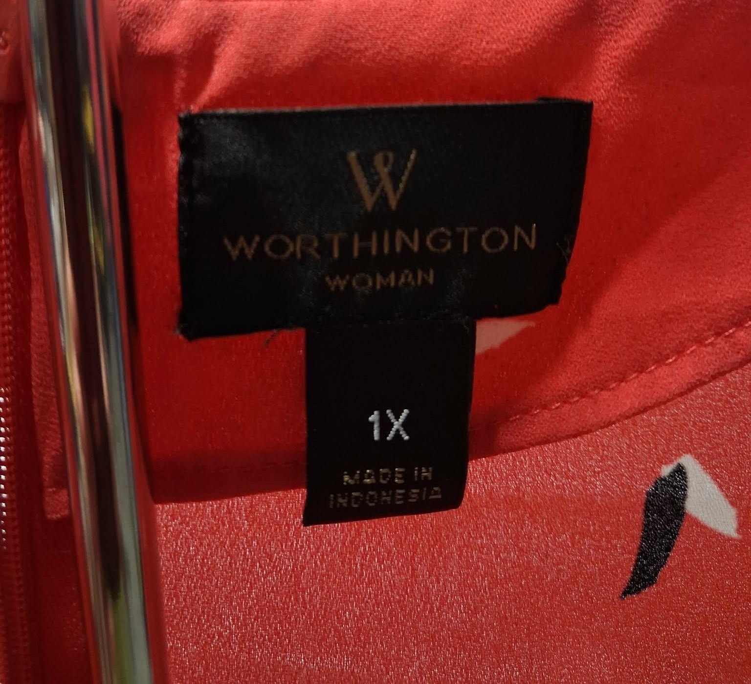 Worthington Womens Blouse 1X Red with Pattern
