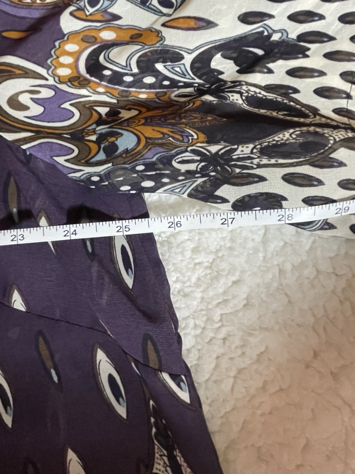 Saint Tropez West Purple Paisley Chiffon Sheer Ruffle Tunic Blouse 3X