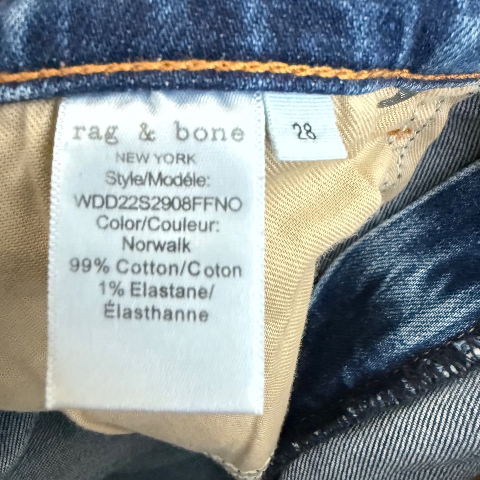 Rag & Bone Casey High Rise Flare Jeans Norwalk Blue Stretch Denim Womens 28×34