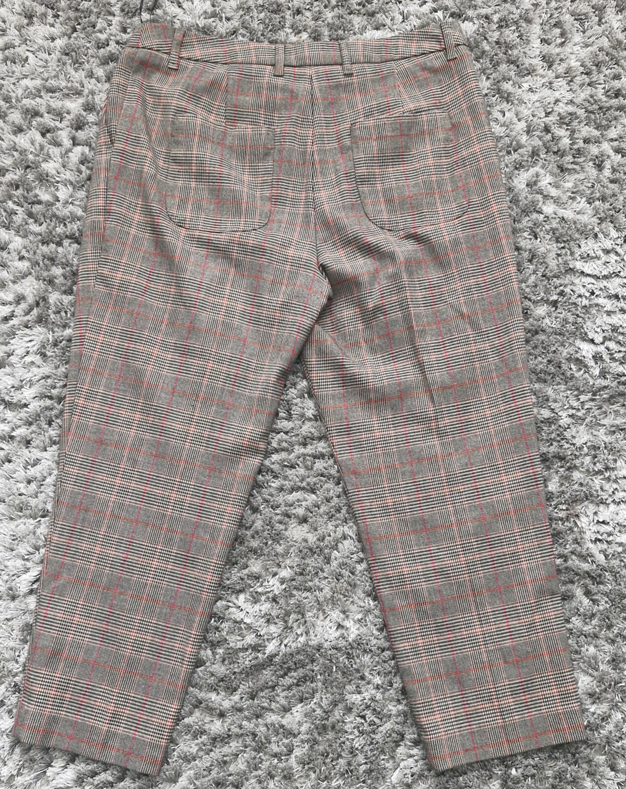 Next Womens Smart Trousers 12 Regular (34 Waist) Check Tapered Leg
