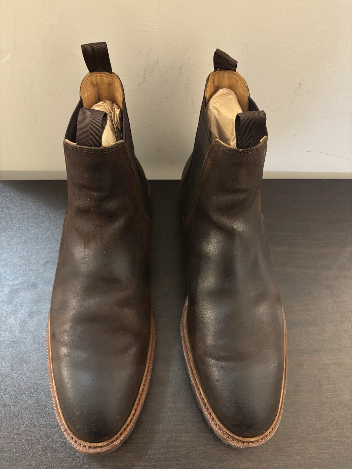 Meermin Wholecut Goodyear Welted Rust Waxy Commander CF Stead Suede Chelsea 10.5