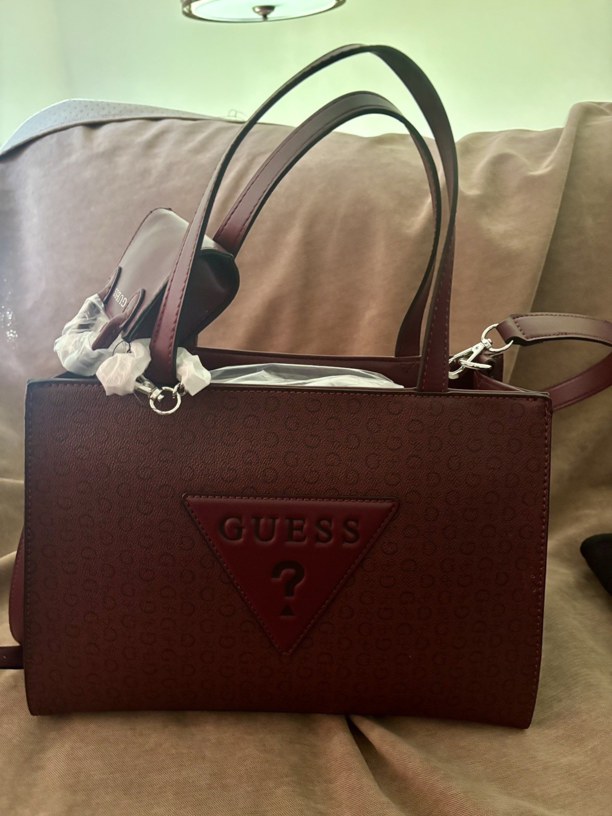 GUESS Noelle Merlot Small Elite Tote