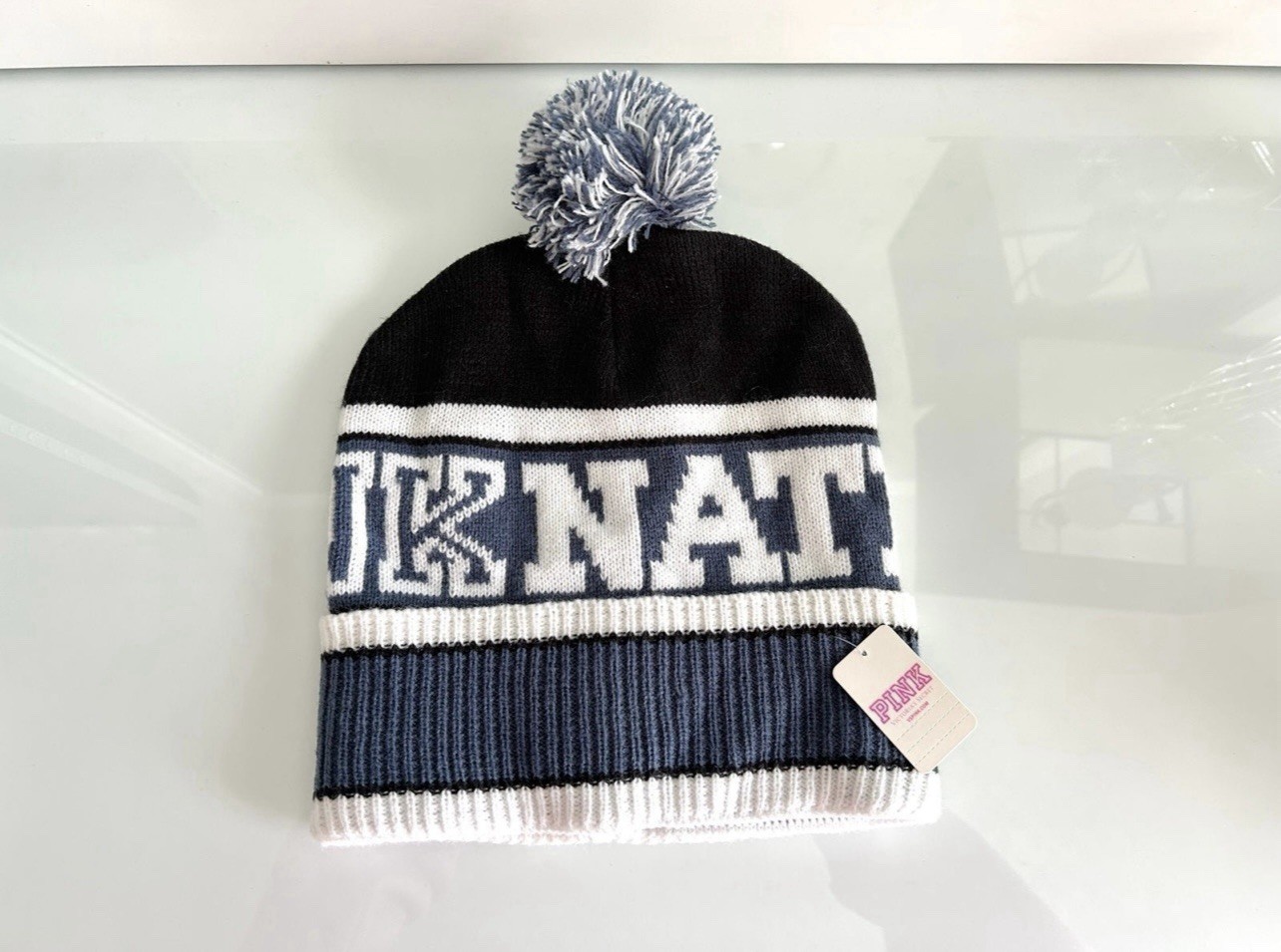 Victoria’s Secret Limited Edition Blue Pom-Pom Winter Hat Beanie NWT