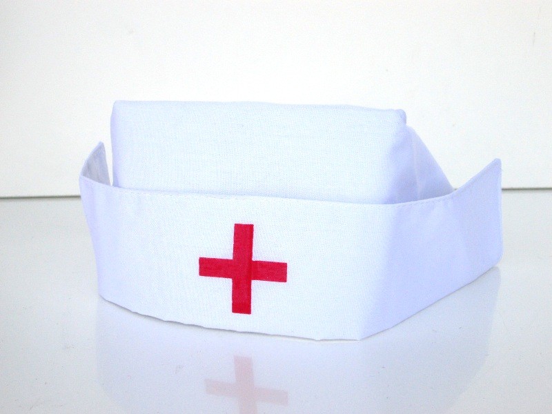 ADULT WOMENS GIRLS WHITE NURSE COSTUME HAT CAP DOCTOR HOSPITAL