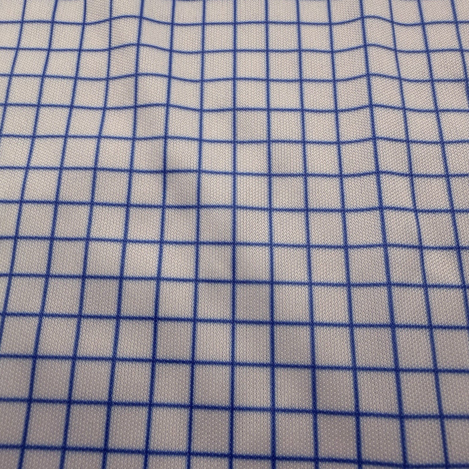 Collars and Co Button Up Polo Shirt Men’s Large Blue White Checkered Stretch NWT